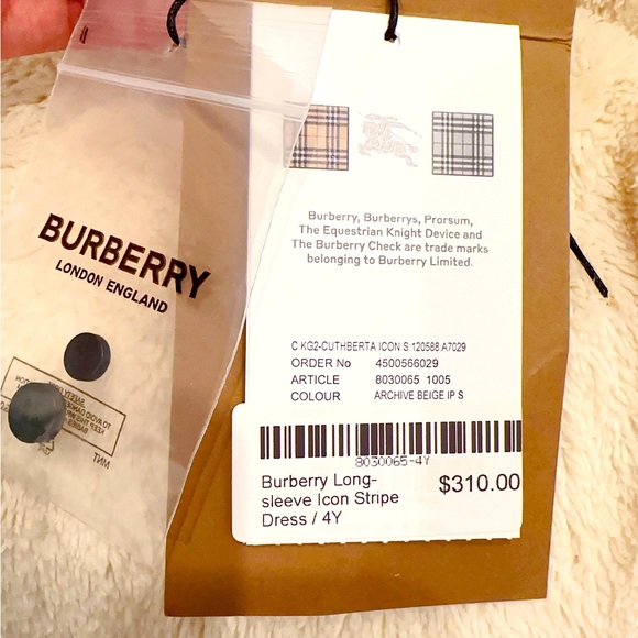 Burberry Long-sleeve Icon Stripe Dress / 4Y toddler girls - Picture 9 of 10